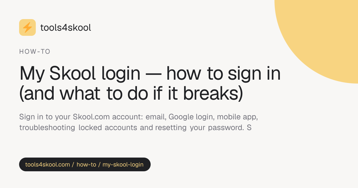 My Skool Login — How to Sign In to Skool.com (2026) · Tools4Skool