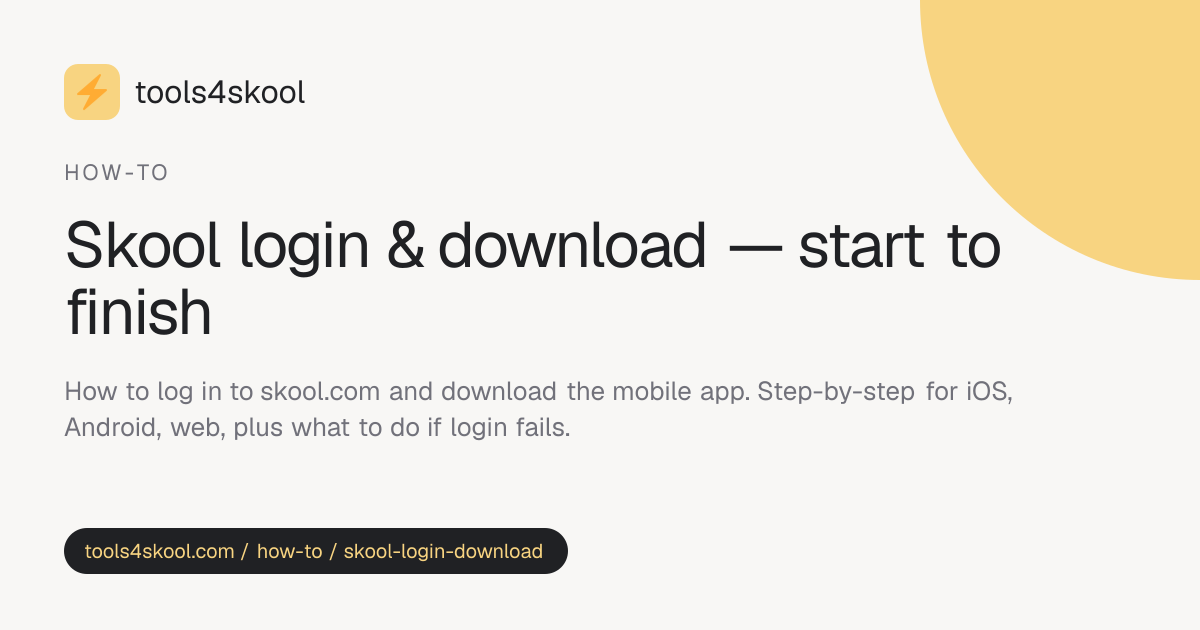 Skool Login & Download: Get Into Your Account Fast · Tools4Skool