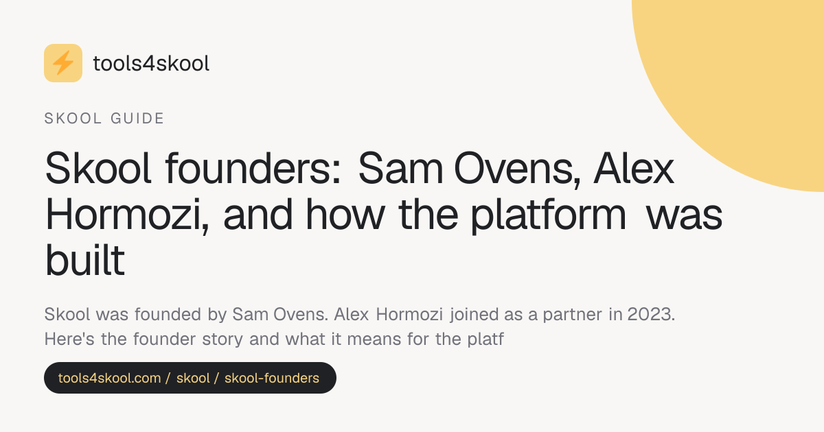 Skool Founders (2026): Sam Ovens, Alex Hormozi, and the Backstory ...